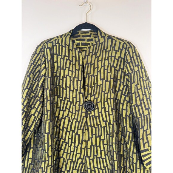 Saint Gil Womens Jacket Green Abstract Jacquard One Button 3/4 Sleeve Classic XL - Picture 6 of 12